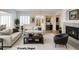 Bright living room featuring neutral tones, fireplace, and large windows at 6134 Burleson Ranch Rd, Las Vegas, NV 89131