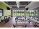 Modern fitness center with exercise equipment, mirrors, and large windows overlooking green space at 8058 Big Skye Ranch St, Las Vegas, NV 89166