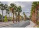 Palm tree-lined street leading to a gated community entrance, offering a sense of exclusivity at 9050 W Warm Springs Rd # 1074, Las Vegas, NV 89148