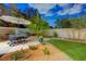Backyard featuring desert landscaping, dining table, and small lawn at 12 Kennesaw Rd, Henderson, NV 89052