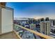 A breathtaking panoramic view from the balcony captures the dazzling city skyline against a backdrop of distant mountains at 145 E Harmon Ave # 3807, Las Vegas, NV 89109