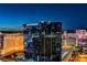 Night view overlooking Las Vegas strip with the Hilton Grand Vacations building in view at 145 E Harmon Ave # 3807, Las Vegas, NV 89109