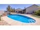 Sparkling swimming pool with stone waterfall feature in a private backyard at 190 Channel Dr, Henderson, NV 89002