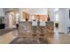 Stylish kitchen island featuring stone accents and seating at 308 Kingsclear Ct, Las Vegas, NV 89145