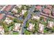 Top-down view showcases a well-organized community with lush greenery, convenient parking, and meticulously maintained landscaping at 3791 Desert Marina Dr # 109, Laughlin, NV 89029