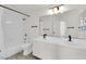 Bathroom with shower-tub combination, double sink vanity, and modern fixtures at 3846 Biltmore Bay St, Las Vegas, NV 89147
