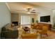 Bright living room with modern furnishings, fireplace, and access to a private patio at 516 Delfern Ln, Las Vegas, NV 89169