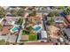 Expansive aerial view showcasing the property's layout, including the pool, landscaping, and surrounding neighborhood at 6117 Foxcroft Ave, Las Vegas, NV 89108
