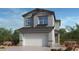 Charming two-story home with a neutral palette, integrated two-car garage, and landscaped front yard at 77 Tardando St, Henderson, NV 89015