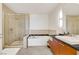 Bathroom with soaking tub, walk in shower, granite countertops, and modern fixtures at 900 Las Vegas Blvd # 1014, Las Vegas, NV 89101