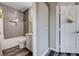 Modern bathroom featuring a shower-tub combination with mosaic tile accents and neutral paint at 9901 Trailwood Dr # 2109, Las Vegas, NV 89134