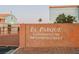 Elegant El Parque Condominiums sign with address, set within a secure gated entrance at 1800 Edmond St # 115, Las Vegas, NV 89146
