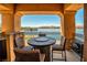 Balcony featuring a patio set, grill and spectacular views of the lake at 20 Via Mantova # 306, Henderson, NV 89011