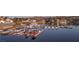 Picturesque marina view featuring numerous boats docked on calm waters, backed by upscale homes and desert scenery at 20 Via Mantova # 306, Henderson, NV 89011