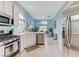 Well-equipped kitchen featuring stainless appliances, white cabinets, and tiled flooring at 224 Silver Castle St, Las Vegas, NV 89144
