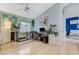 Bright office space features hardwood floors, natural light, desk, and ceiling fan at 224 Silver Castle St, Las Vegas, NV 89144