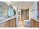 Modern bathroom with spacious walk-in shower and contemporary fixtures at 3111 Bel Air Dr # 18B, Las Vegas, NV 89109