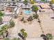 An aerial view of the property featuring a camping trailer and an in-ground pool at 3845 S Torrey Pines Dr, Las Vegas, NV 89103