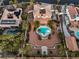 A bird's-eye view showcases a backyard oasis with a pristine pool and desert landscaping at 4471 Borrego Springs Way, Las Vegas, NV 89129