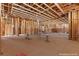 Unfinished breakfast nook showcasing wood framing, plywood walls, and exposed ceiling in a new home build at 5855 St Ebbes Ct, Las Vegas, NV 89131
