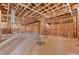 Unfinished kitchen showcasing wood framing, plywood walls, and exposed ceiling in a new home build at 5855 St Ebbes Ct, Las Vegas, NV 89131