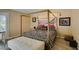 Bedroom featuring stylish patterned bedding and modern design at 7217 Mission Hills Dr, Las Vegas, NV 89113