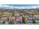 Expansive aerial view showcasing a neighborhood with pools and well-maintained landscaping at 1343 Panini Dr, Henderson, NV 89052