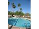 Relaxing community pool area featuring palm trees and lounge chairs at 3208 Regal Swan Pl # 3, North Las Vegas, NV 89084