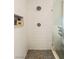 Clean and modern shower design featuring textured walls, mosaic accents, and glass enclosure at 3950 Candleglow Ct, Las Vegas, NV 89147