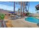 Lush backyard with pool and landscaped patio area at 5019 Lancaster Dr, Las Vegas, NV 89120
