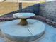 Backyard patio featuring decorative round concrete planter and block wall at 529 Rancho Del Mar Way, North Las Vegas, NV 89031