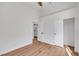 Bedroom with light wood floors, closet and access to the bathroom at 6664 Rutgers Dr, Las Vegas, NV 89156