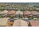 An aerial view of the neighborhood, displaying many homes and neighborhood landscape at 6750 Quapaw St, Las Vegas, NV 89149