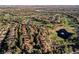 Aerial view of a golf course community, featuring luxury homes nestled amidst lush trees and scenic fairways at 9000 Opus Dr, Las Vegas, NV 89117