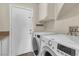 Laundry room with washer, dryer, cabinet and exterior door at 1717 Double Arch Ct, Las Vegas, NV 89128