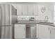 Modern kitchen with white cabinets, stainless steel appliances, and stylish fixtures for a clean, contemporary look at 3367 Cheltenham St, Las Vegas, NV 89129