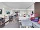 Open-concept living area with a modern sofa and decor at 4381 W Flamingo Rd # 3120, Las Vegas, NV 89103