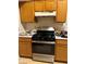 Kitchen featuring a stainless steel gas range, light wood cabinetry, and white countertops at 4382 Valley Regal Way, North Las Vegas, NV 89032
