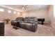 Upstairs loft with ceiling fan, theater seating and pool table for entertainment at 63 Via Di Mello, Henderson, NV 89011
