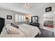 This bedroom features carpet, white walls, a window with blinds, and a fan at , Las Vegas, NV 89118