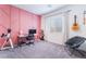 Stylish bedroom with modern geometric wall decor, telescope, and desk at 10943 Artisan Ranch Ave, Las Vegas, NV 89166