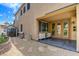 Backyard with patio, shed and stone-covered ground at 1701 Tesara Vista Pl, Las Vegas, NV 89128