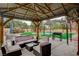 Outdoor living area with comfortable seating, a grill, and covered patio at 2224 Lucerne Ct, Henderson, NV 89014