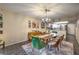 Cozy dining room featuring mid-century modern furniture, stylish decor, and a view of the updated kitchen at 2231 Marlboro Dr, Henderson, NV 89014