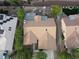 Overhead shot of desert landscaped backyard with pool and lounge area at 2540 Faiss Dr, Las Vegas, NV 89134