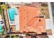 Aerial view of the house showcasing the backyard pool, spa, and patio cover at 2713 Beachside Ct, Las Vegas, NV 89117