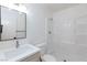 All-white bathroom with new shower stall, vanity, and toilet, ensuring a clean aesthetic at 3151 Soaring Gulls Dr # 1053, Las Vegas, NV 89128