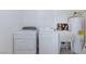 Bright laundry room featuring a washer, dryer, wash tub and water heater at 3151 Soaring Gulls Dr # 1053, Las Vegas, NV 89128