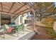 Backyard featuring a covered patio, cozy seating, and landscaped area for serene outdoor living at 3425 Creek River Dr, Las Vegas, NV 89129