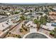 Aerial view of a residential neighborhood featuring houses with pools and solar panels at 3619 Bixbee Ct, Las Vegas, NV 89129
